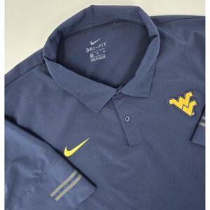 Nike‎ West Virginia Polo Shirt Men's XL Embroidered Gold Logo Navy Mountaineers